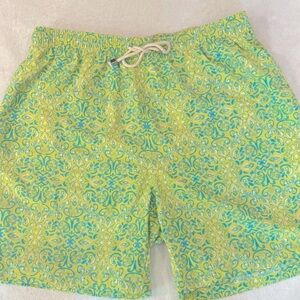 J. McLaughlin lime green turquoise drawstring swim trunks Size M NWOT